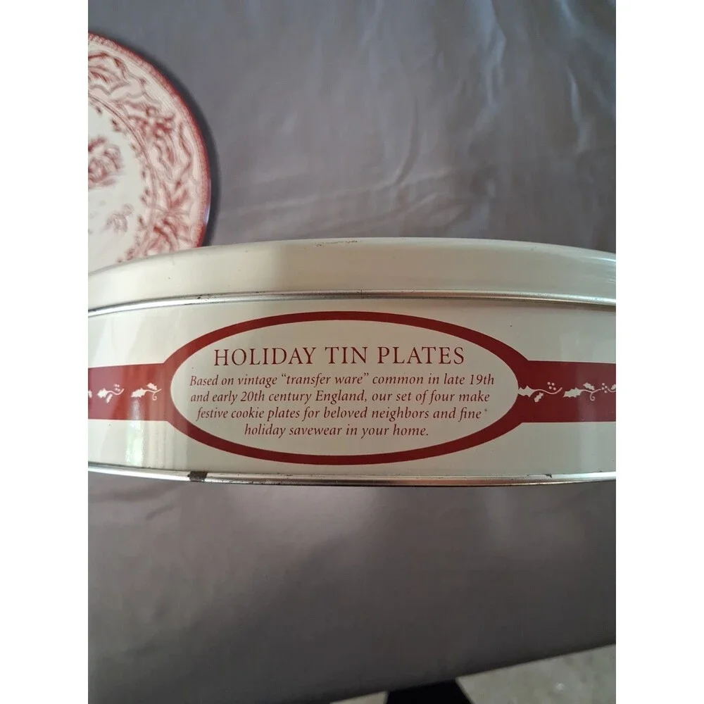 Restoration Hardware Rare Holiday Set of 4 Assorted Tin Plates 2005--NEW